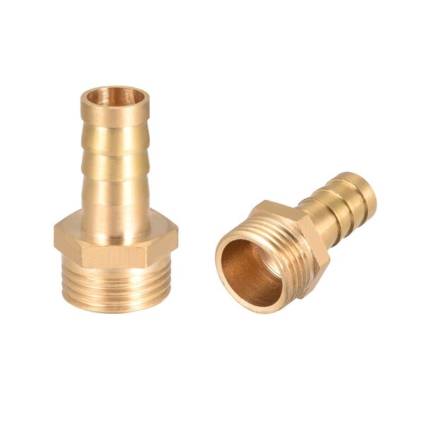 Brass Barb Hose Fitting Connector Adapter 10mm Barbed x 3/8" G Male Pipe 2pcs - 3/8" G x 10mm