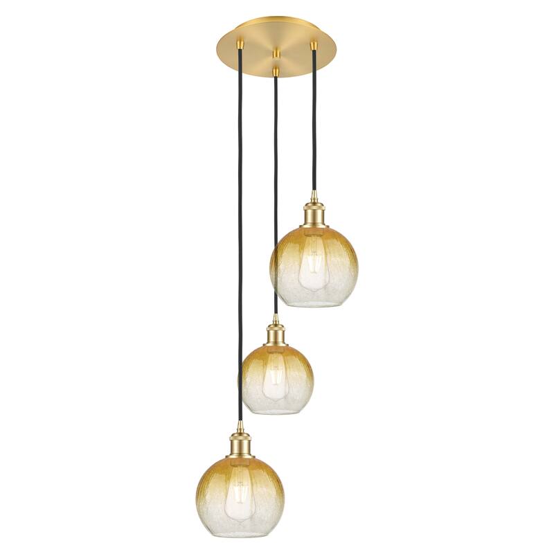 Innovations Lighting Endless Possibilities Ballston - Brookhaven Globe - 3 Light 14" Cord Hung Multi Pendant - Satin Gold/Amber