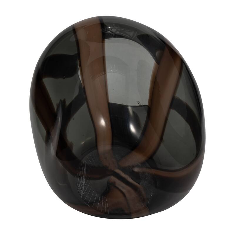 Glass Modern Striped Decorative Vase - Brown