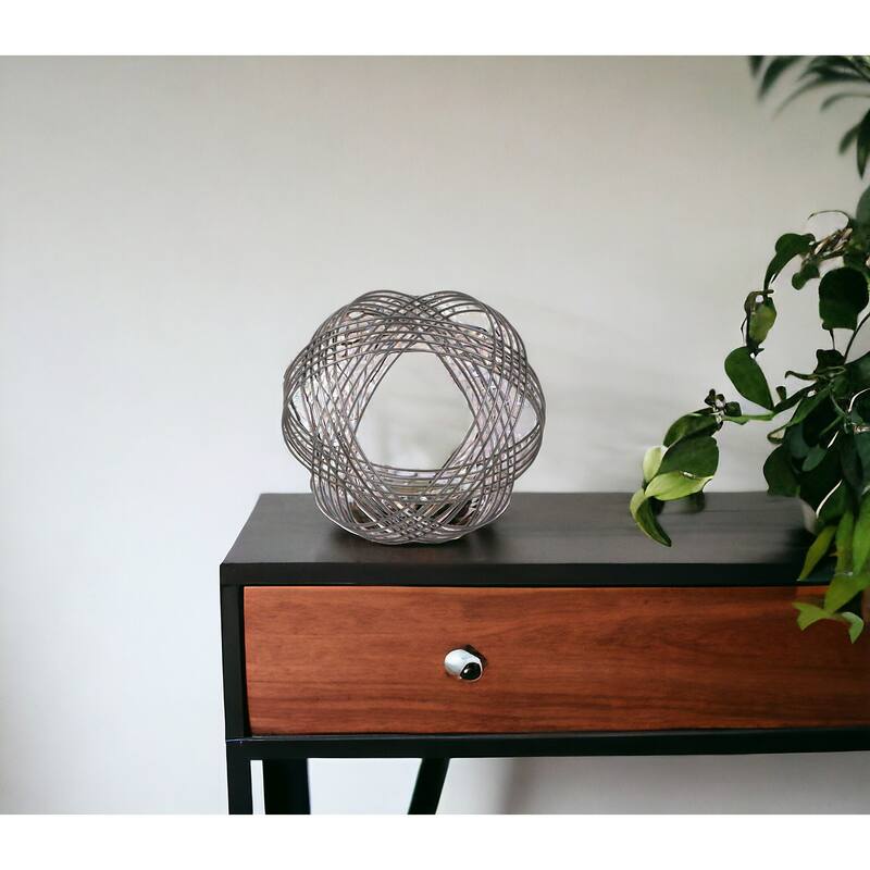 HomeRoots 8.5" Gray Metal Decorative Orb - 8.5' X '8.5' X '8.5 - 8.5' X '8.5' X '8.5