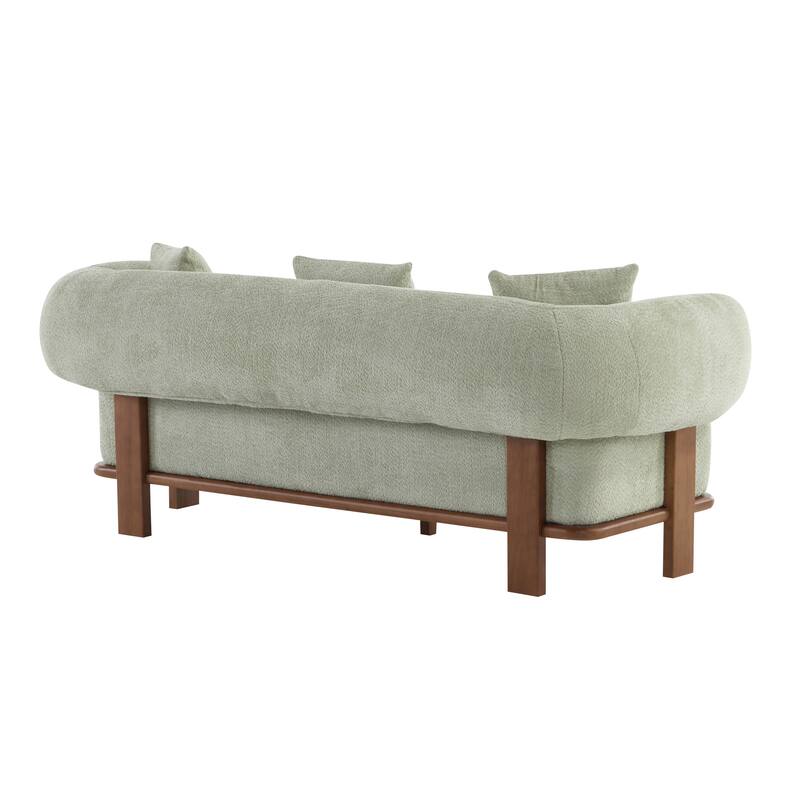 Mid-Century Modern Round Arm Curved Deep Seat Sofa