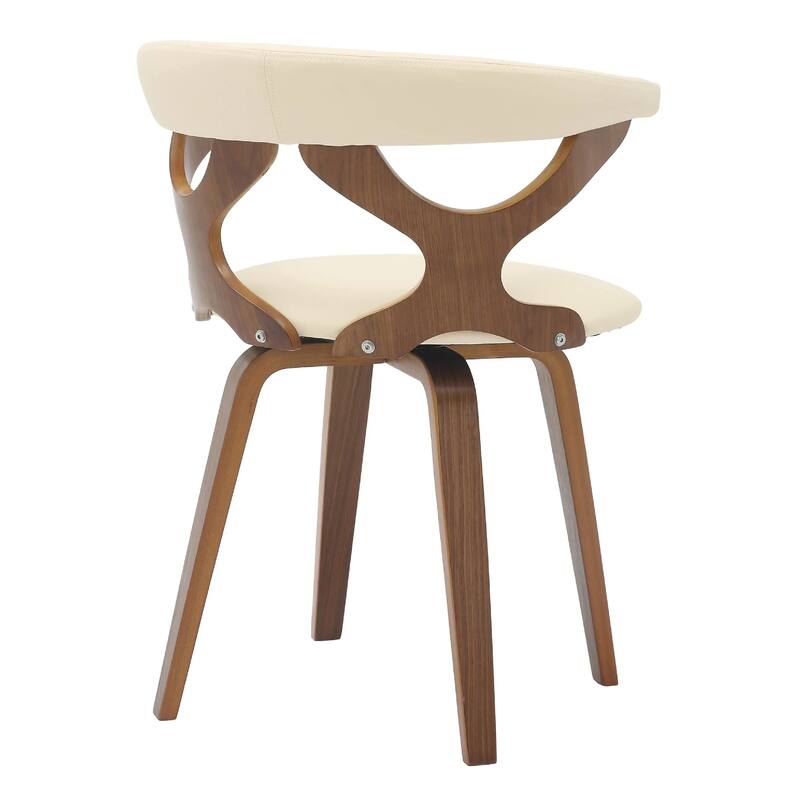 Klyne Leather Dining Chair with Poplar Wood Frame - Mid-Century Wooden Accent Chair with Swivel Base Set of 2