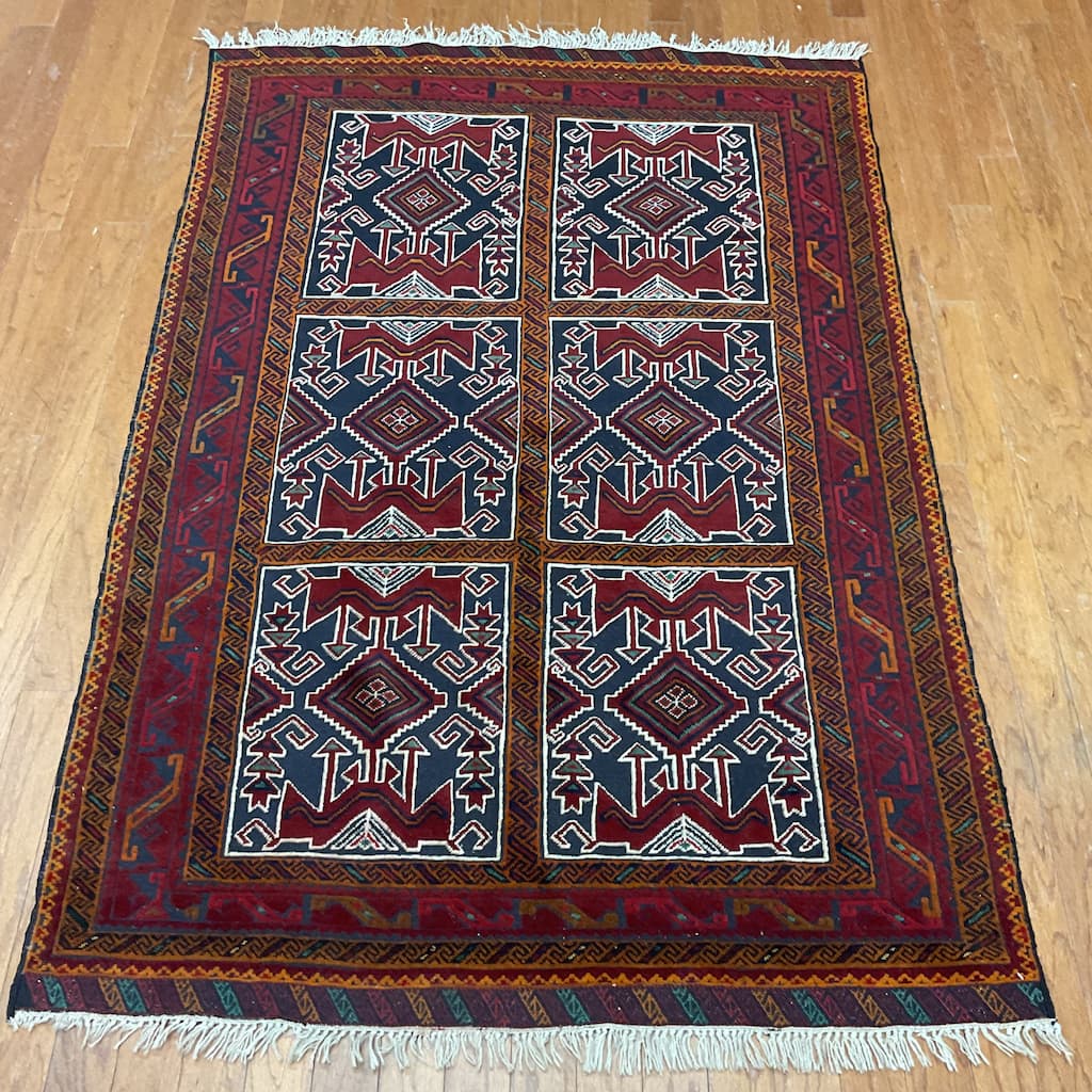 HERAT ORIENTAL Handmade Soumak Wool Rug - 4'2" x 6'4"