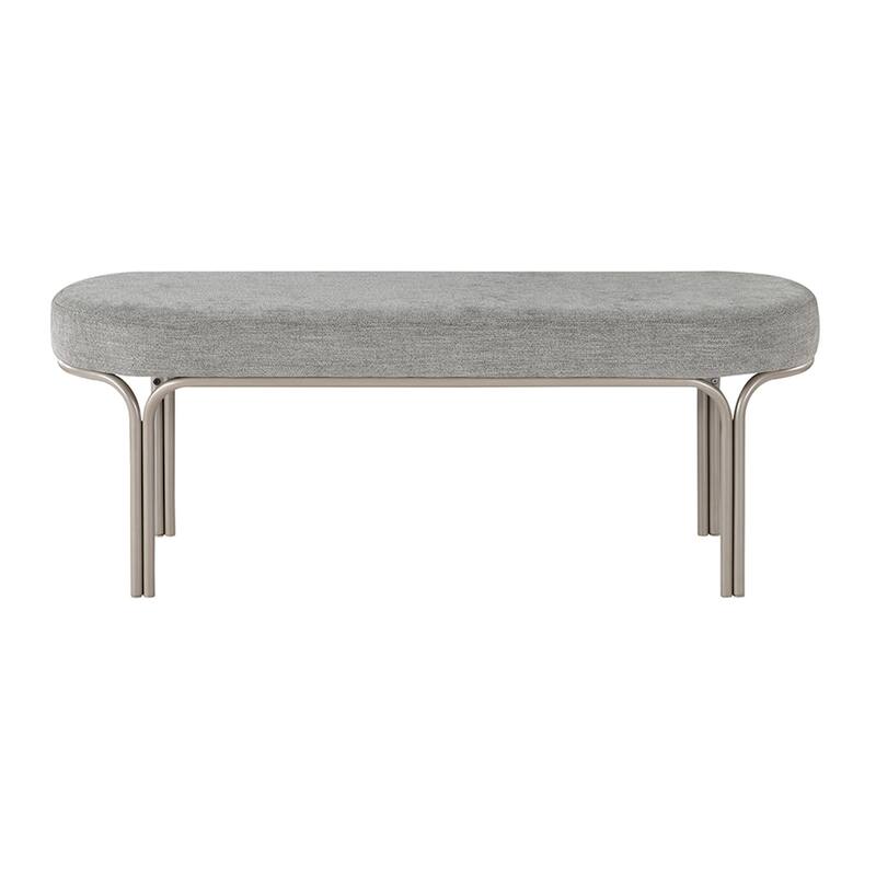 Wexford 48" Chenille Fabric Bench - Champagne Finish Iron Metal Frame