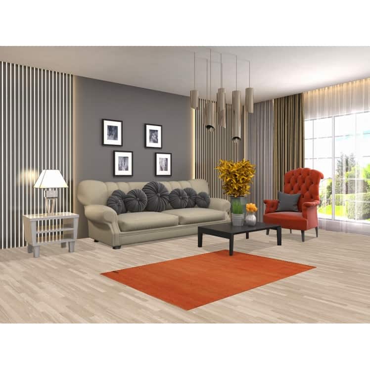 Orange Gabbeh Oriental Rug Hand-Knotted Foyer Wool Carpet - 3'4" x 4'10"