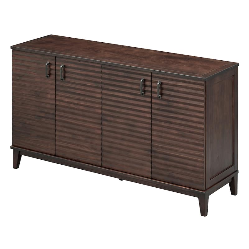 Sideboard with 4 Door Large Storage Buffet with Adjustable Shelves and Metal Handles for Kitchen