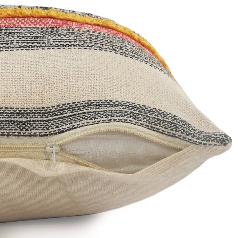 HomeRoots 18" X 18" Red and Ivory Linen Cotton Zippered Pillow