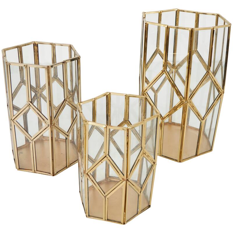 Wood Candle Lantern (Set of 3)