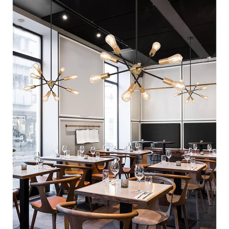 8 lights pendant light black and gold entryway light iron sputnik light