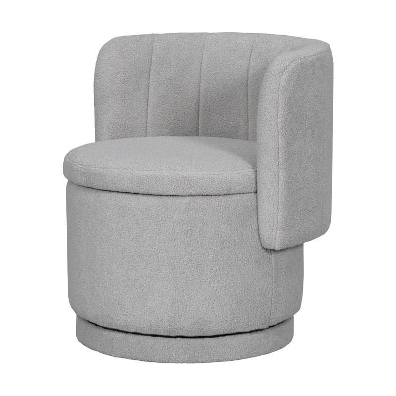 Boucle Fabric Swivel Accent Chair wStorage Space,for Living Room,Gray