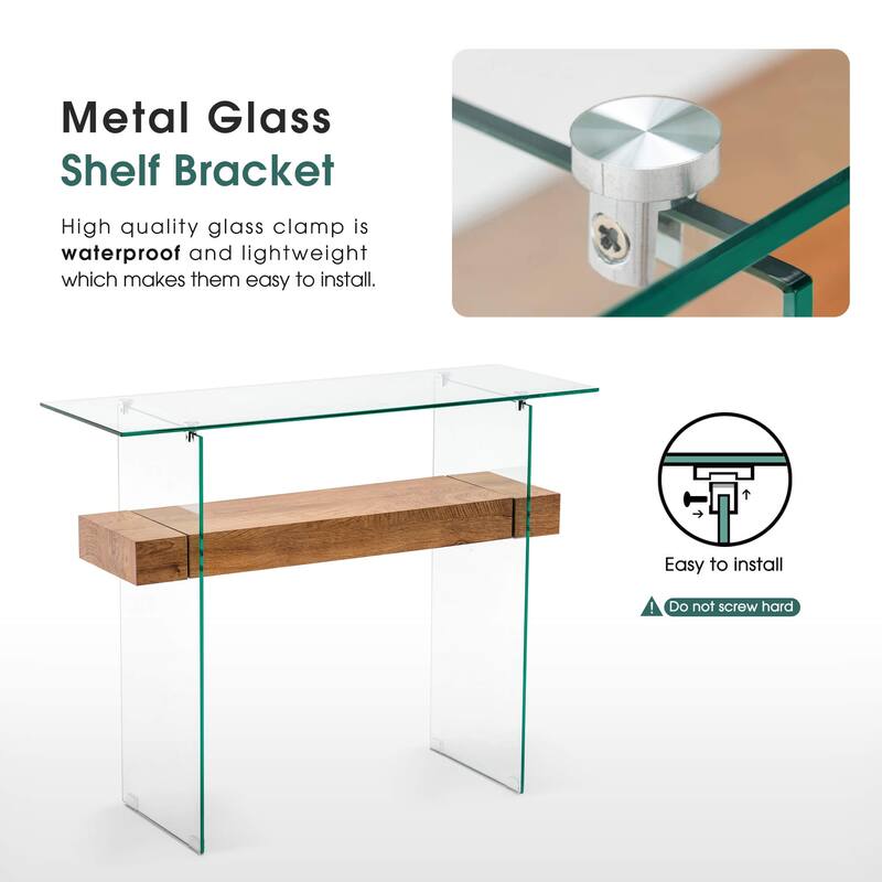 ivinta Glass Console Table with Storage, Small Narrow Entryway Table for Living Room, 39.4" Modern Sofa Table