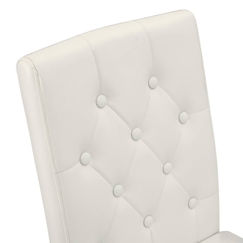 4-Pack Modern PU Dining Chairs with Ergonomic Buckle Backrest, Silver Metal Legs - Comfort & Style for Home & Commercial Use