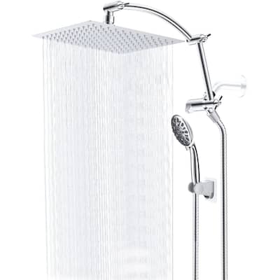 All Metal 10'' High Pressure Rainfall Shower Head With Handheld Spray