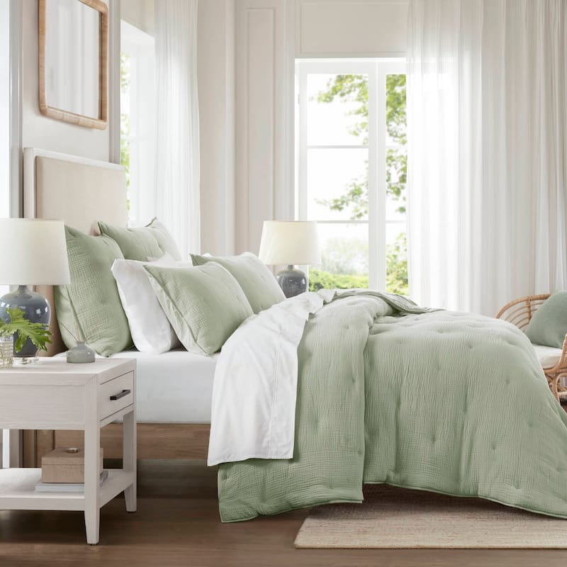 Harbor House Breeze Cotton Gauze Embroidered Quilt Set