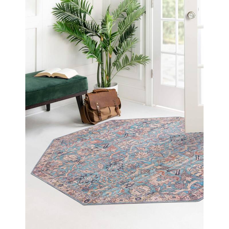 Transitional Pria Collection Area Rug - 5'3"x5'3" Octagon - Blue