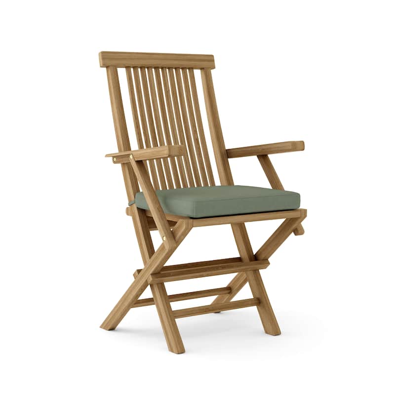 Bristol Teak Outdoor Dining Chair with Arms - Foldable (Set of 2) - N/A