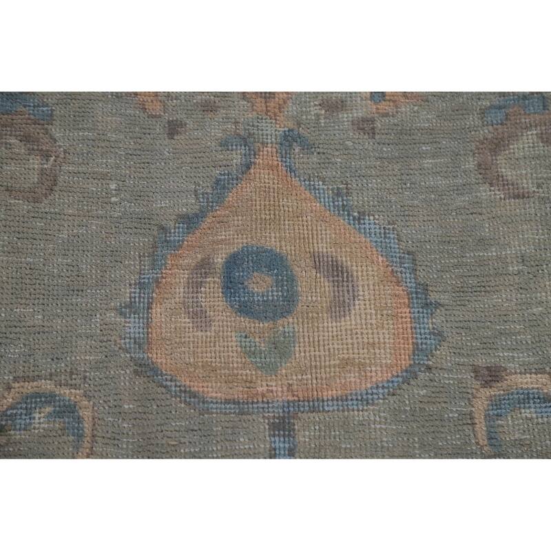 Hand Knotted Oriental 100% Wool Carpet Traditional Medallion Greys & Charcoal Tabriz Area Rug - 9' 6'' X 6' 2''