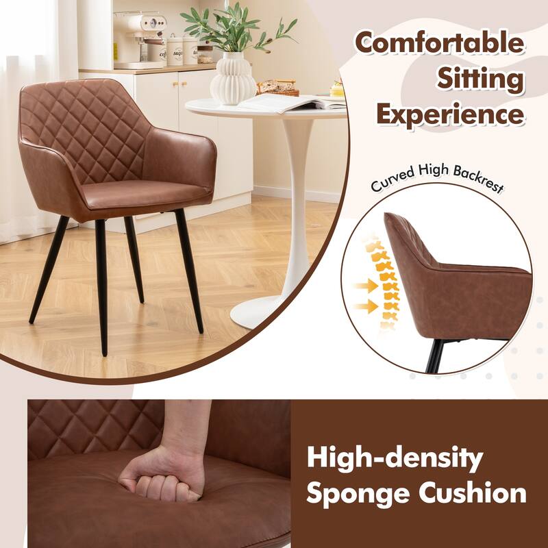 Gymax Leisure Dining Chair Set of 2 Upholstered Accent Chairs w/