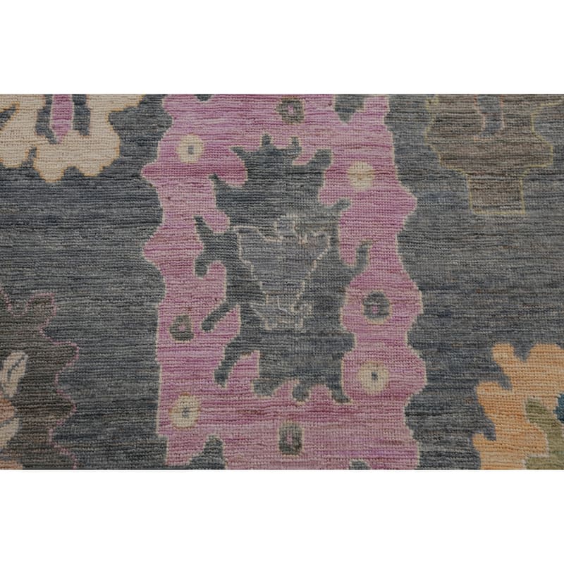 Hand Knotted Oriental 100% Wool Carpet Transitional All-Over Greys & Charcoal Oushak Area Rug - 14' 4'' X 9' 11''