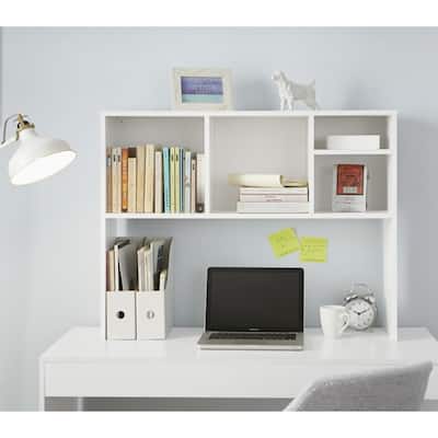 Cube White Wood Desk Bookshelf by DormCo