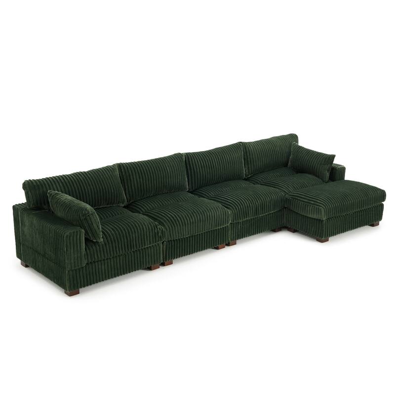 Plush Flannel Modular Sectional Sofa for Living Room