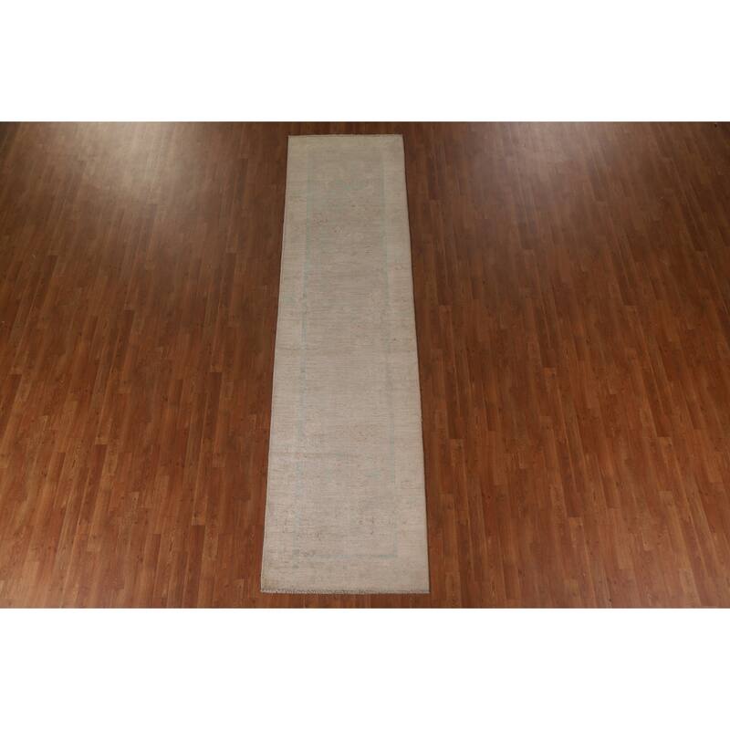 Oushak Oriental Runner Rug Handmade Vegetable Dye Wool Carpet - 3'1"x 11'10"