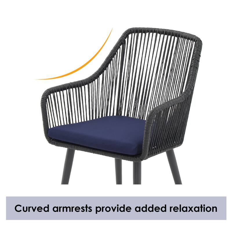 Patio Wicker Cushioned Dining Chairs (Set of 2)