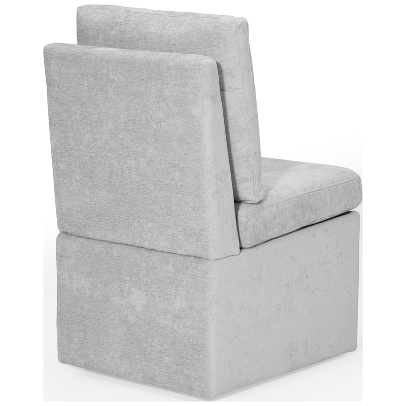 Stansberry Chenille Upholstered Dining Chair with Lift-Top Seat Storage and Caster Wheels (Set of 4)