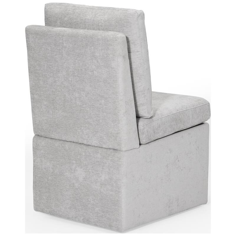Stansberry Chenille Upholstered Dining Chair with Under Seat Storage and Caster Wheels