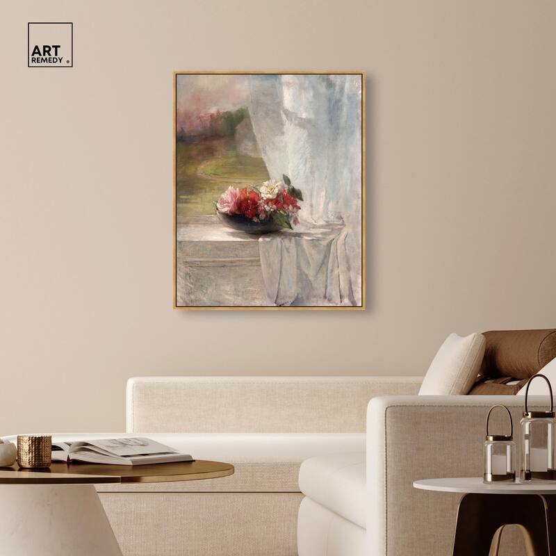 Flowers on a Window 1861 Canvas by Art Remedy