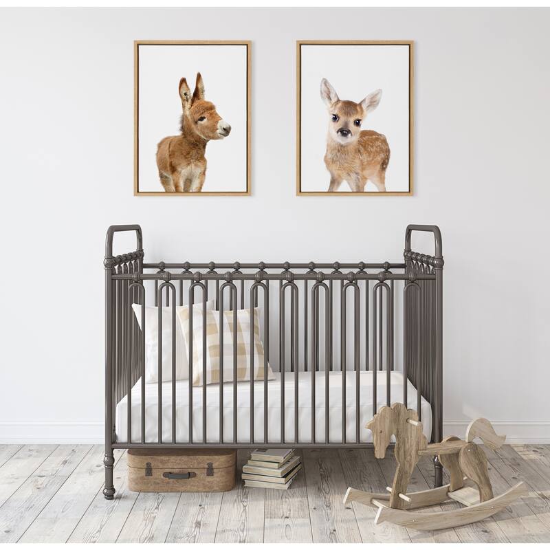 Sylvie Baby Deer Animal Print Framed Canvas Wall Art by Amy Peterson
