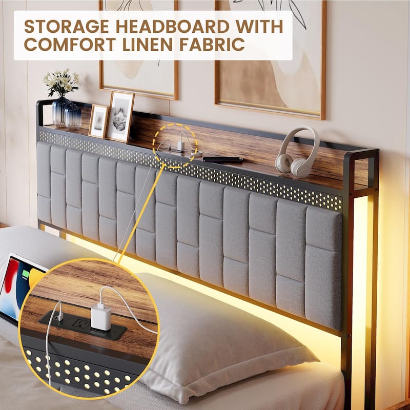 Bed Frame with Charging Station