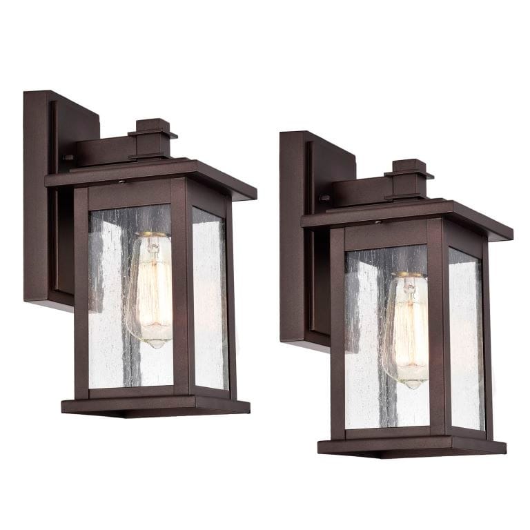 1 Light Transitional 12 Inch Square Outdoor Wall Lantern 2 Pack - Oil Rubbed Bronze