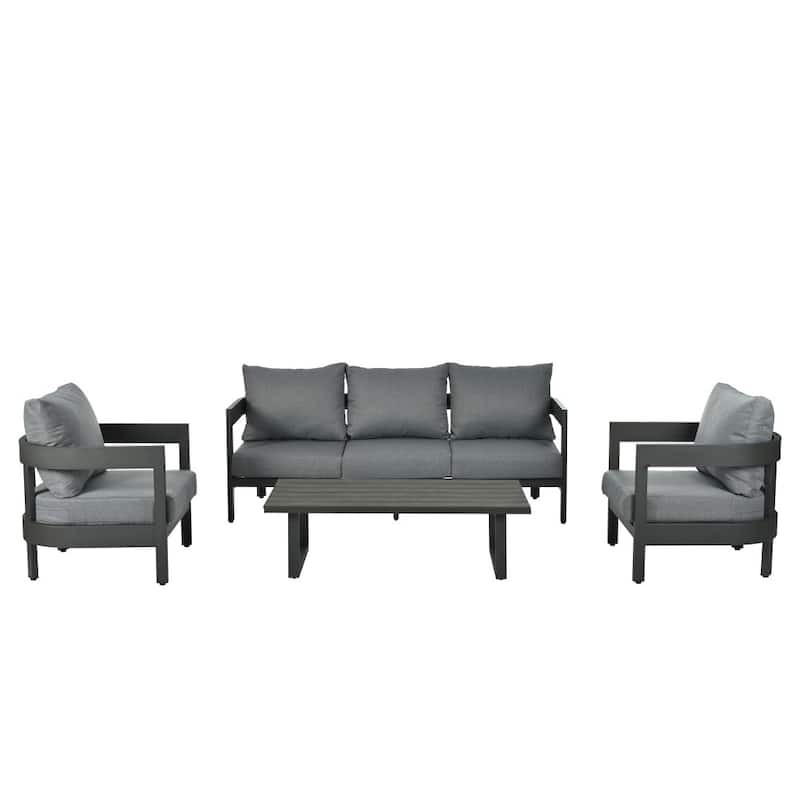Modern High-quality Iron Outdoor Conversation Sofa Set with 4.73'' Thick Cushions