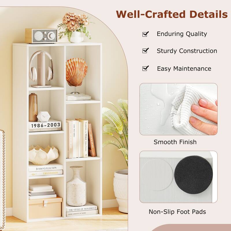 Gymax 2PCS 7-Cube Bookcase w/7 Compartments 2 Anti-tipping Kits for