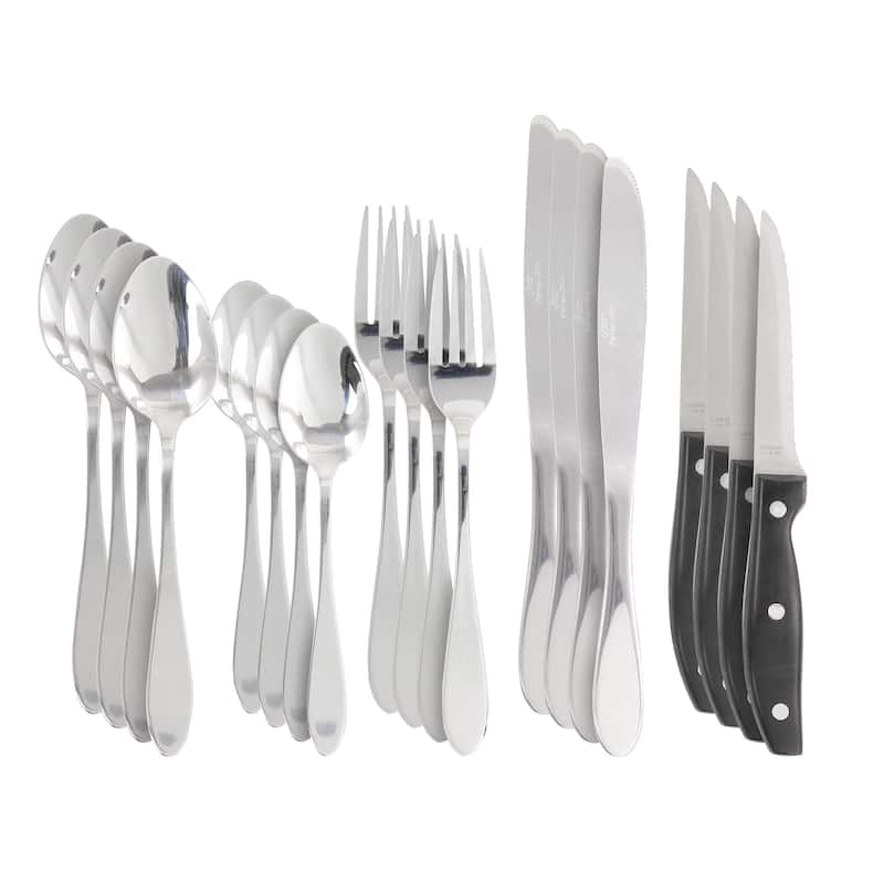Oster Silvermist 20 Pc Stainless Steel Flatware Set with Steak Knives - 20 Pc