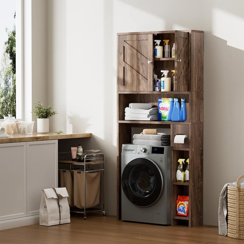 Over-The-Toilet Storage Cabinet with Side Shelves – Adjustable Bathroom Organizer