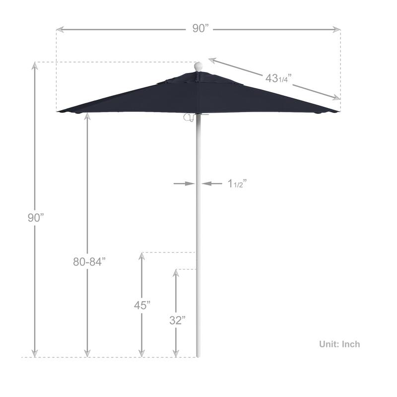 California Umbrella 75' Venture Series Patio Umbrella, White Aluminum Pole Fiberglass Ribs Push Lift Sunbrella