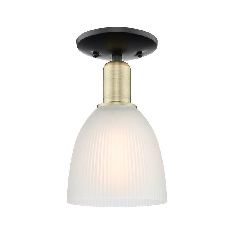 Innovations Lighting Endless Possibilities Arcadia - Castile - 1 Light 6" Semi-Flush Mount - Black Antique Brass/White