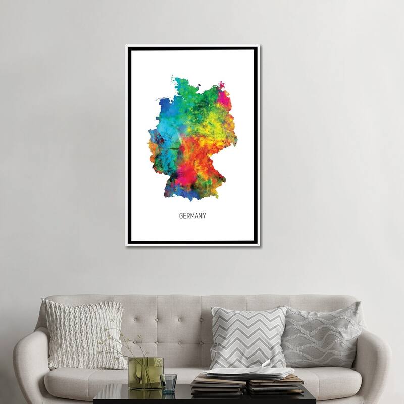 iCanvas "Germany Map" by Michael Tompsett Framed Canvas Print