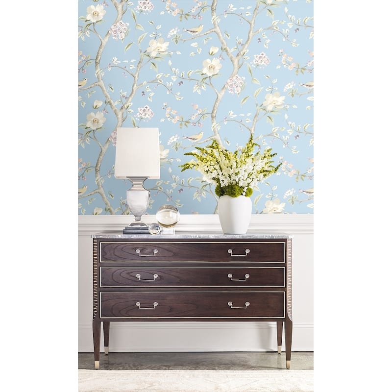 Seabrook Designs Lillian August Southport Floral Trail Unpasted Wallpaper