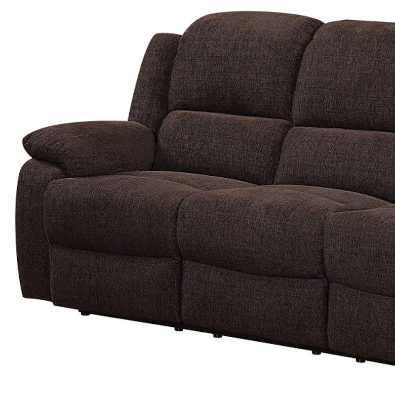 HomeRoots 79" Brown Chenille Reclining Sofa With Black Legs - 79