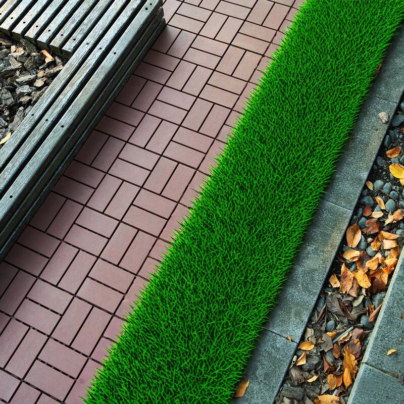 44-Piece 11.8"x11.8" Brown Wood-Plastic Composite Interlocking Deck Tiles for Indoor and Outdoor Spaces