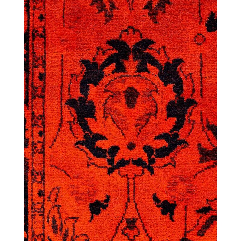 Overdyed, One-of-a-Kind Hand-Knotted Area Rug - Orange - 3' 2" x 5' 1"