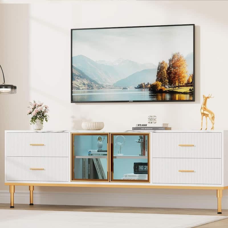 Modern Entertainment Center LED Lighted TV Stand for Living Room 55-75" TVs - N/A