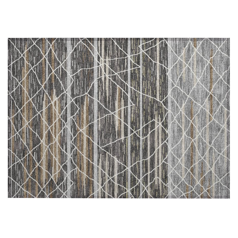 Machine Washable Indoor/ Outdoor Modern Global Chantille Rug
