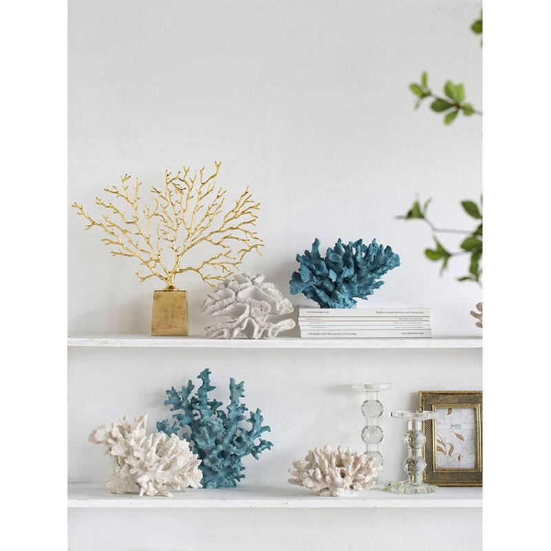 Faux Rising Coral Sculpture - 8.25" - White