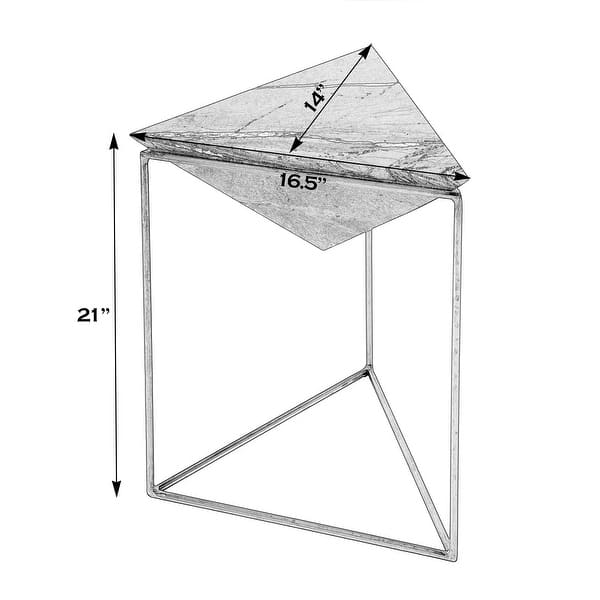 Addis 16.5 in. W Triangular Marble and Iron Pyramid Side Table