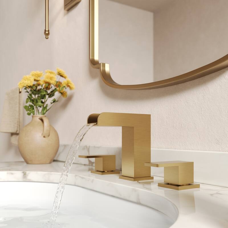 GRANDJOY 4" Waterfall Sink Faucet 3-Hole Stainless Steel Bathroom Faucet