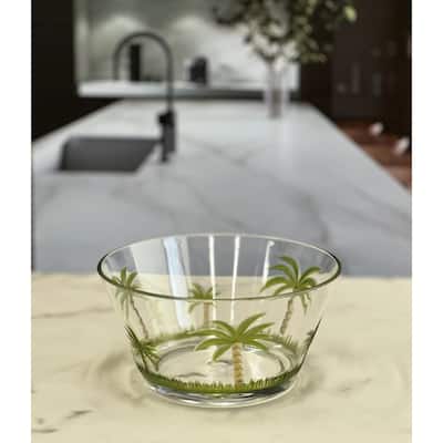 Palm Tree Acrylic Serving Bowls, Unbreakable Small Plastic Bowls, Soup Bowls, Salad Bowls, Cereal Bowl for Snacks, BPA Free